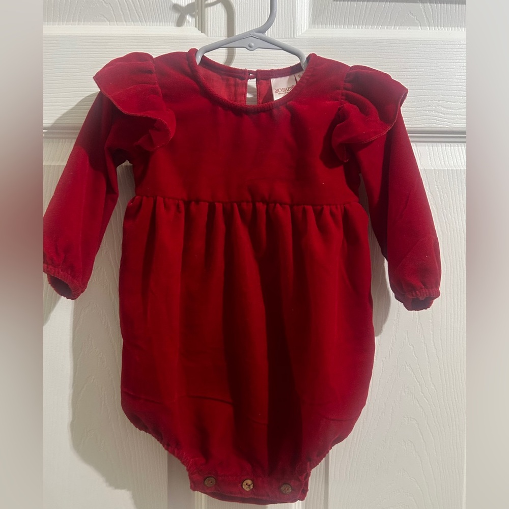 Christmas Faux fur red bubble! 9-12m. Worn once, and inside.